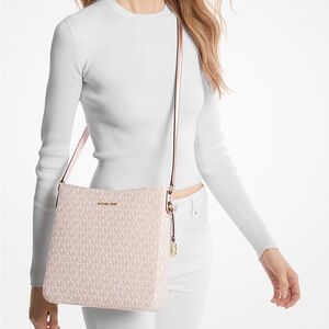 Michael Kors Blush Pink MK Logo Crossbody Bag with Gold Hardware